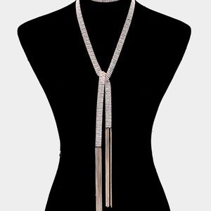 Gold Crystal Scarf Necklace